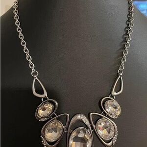 Elegant Fantasy Silver Necklace with Crystal Accents